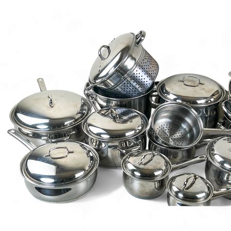 Vintage Belgique Cookware In Excellent Condition 15 Pots And Pans With Lids Double Boiler