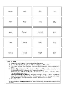 Dominoes Game Past Simple Of Irregular Verbs By Chihab Jouni Tpt