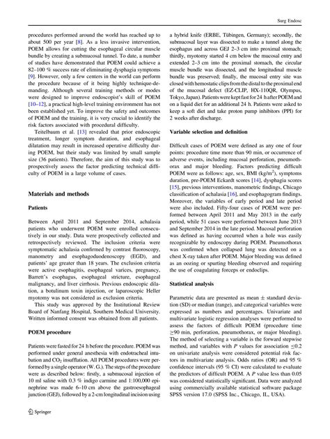 SOLUTION: Factors predicting the technical difficulty of peroral