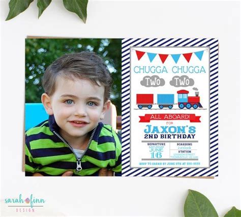 Train Invitation Chugga Chugga Two Two Train Second Birthday Invitation