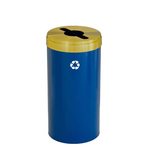 Glaro 16 Gal Round Recycling Bin Bluesatin Brass M 1532bl Be M1 Zoro