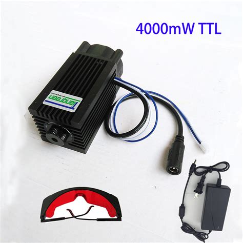 4W 450nm 445nm 4000mW Laser Engraving DC12V Focusable Blue Module With