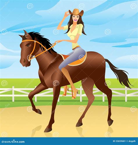 Girl Riding A Horse. Illustration Cartoon Vector | CartoonDealer.com #37679299