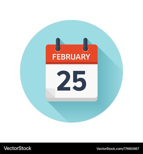 February 25 flat daily calendar icon date Vector Image