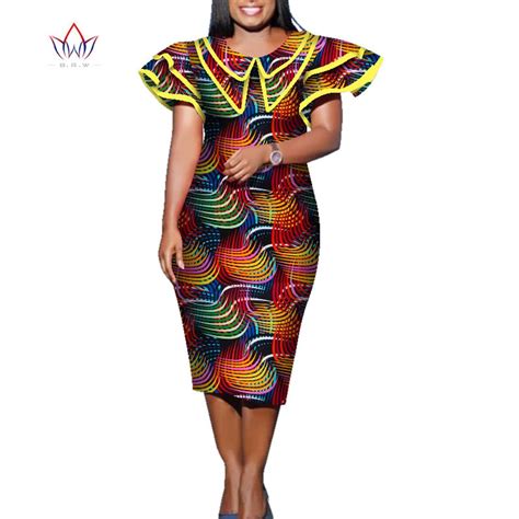 Summer African Dress For Women Africa Bazin Riche Print Elegant Mid