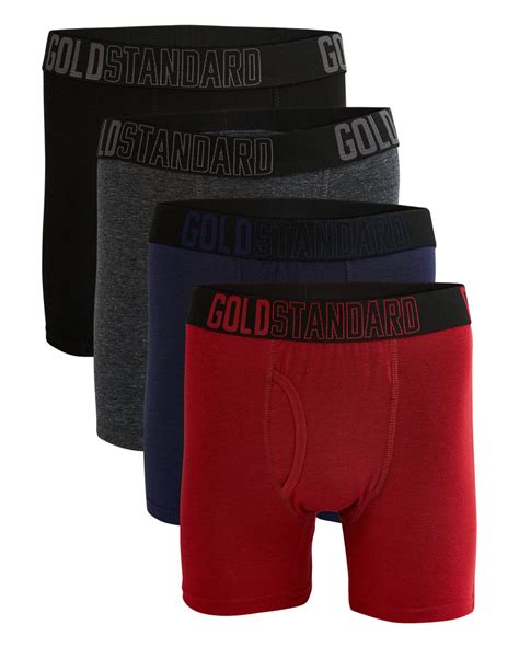 Gold Standard 4 Pack Mens Stretch Cotton Boxer Briefs