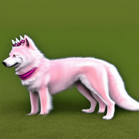 Pink And White Wolf Fursona With Crown · Creative Fabrica