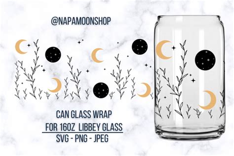 Celestial Moon Phase Libbey Glass 16oz Graphic By Napamoonshop