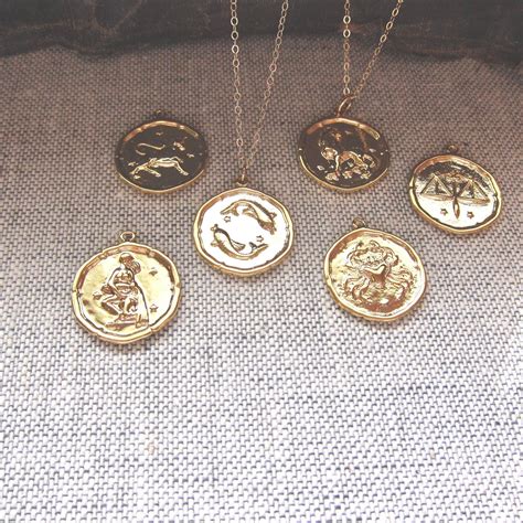 Gold Zodiac Pendant Necklaceastrology Jewelryastrological Etsy