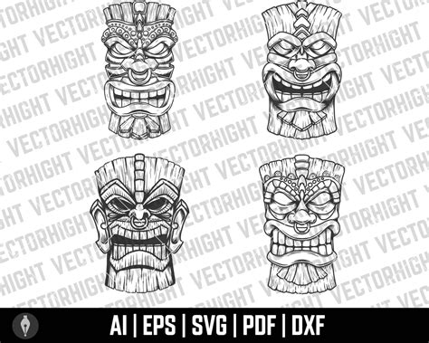 Tiki Idol Tiki Wooden Statue Svg Eps Ai Pdf Dxf Hawaiian Etsy