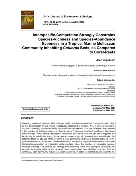 (PDF) Interspecific-Competition Strongly Constrains Species-Richness ...