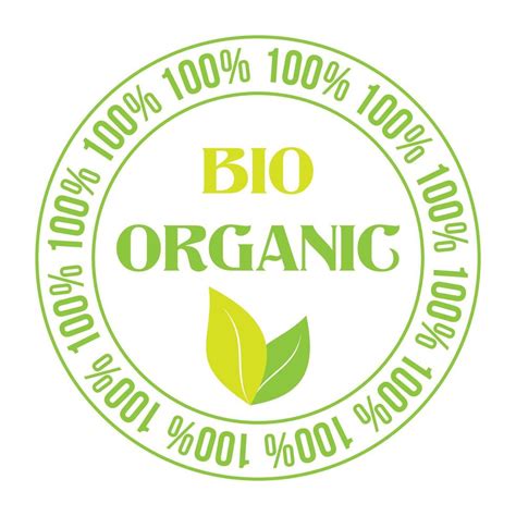 100 Percent Bio Organic Vector Sign Vegetarian Organic Food Label