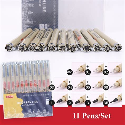 Conjunto de Canetas Micron Fineliner Pretas para Escrita Esboço