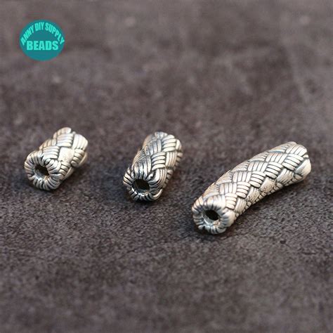 S D Hard Silver Tube Beads Weave Pattern Tube Beads Light Weight