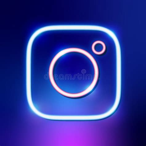 Neon Light Instagram Editorial Social Media Icon Vector Illustration