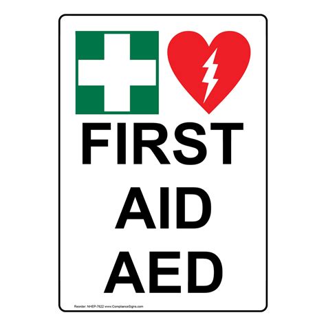 First Aid AED Sign With Symbol NHEP-7622