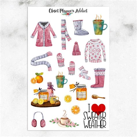 Winter Planner Stickers I Love Sweater Weather Stickers Etsy