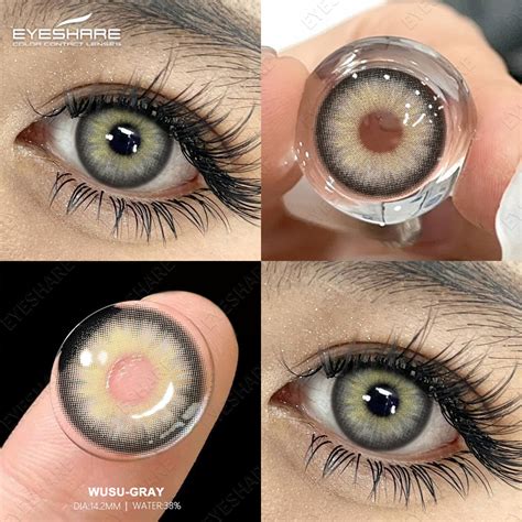 EYESHARE 1Pair Contact Lenses Colored Soft Lenses For Eyes Gray Contact