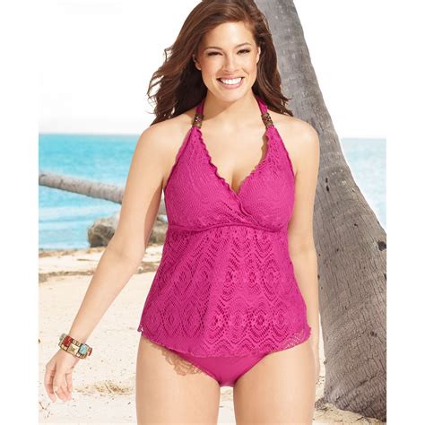 Lyst Becca Halter Crochet Tankini Top In Pink