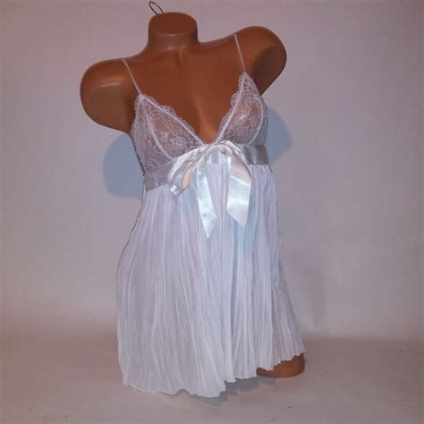 Victoria S Secret Intimates Sleepwear Victoria Secret Lingerie Babydoll White Lace Pleated