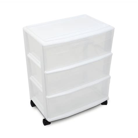 Mainstays Medium 3 Drawer Plastic Storage Cart With Wheels Grey