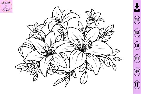 Lily Bouquet Flower Svg Lily Flowers Svg Graphic By Tadashop Design · Creative Fabrica