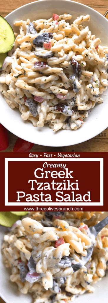 Creamy Greek Tzatziki Pasta Salad Three Olives Branch