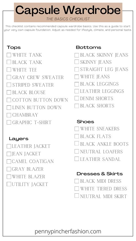 Capsule Wardrobe Checklist Capsule Wardrobe Casual Wardrobe Basics