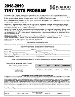 Fillable Online Tiny Tot Registration Form Fax Email Print Pdffiller