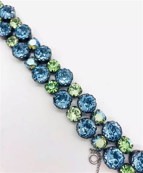 REGENCY UG Blue Green Headlight Rhinestone Bracelet Gem