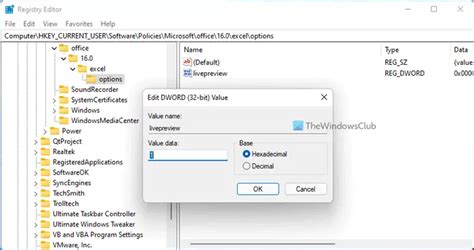 Cómo habilitar o deshabilitar la Vista previa en vivo en Word Excel