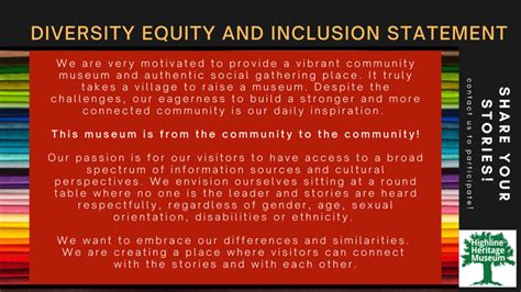 Diversity Equity And Inclusion Statement Highline Heritage Museum