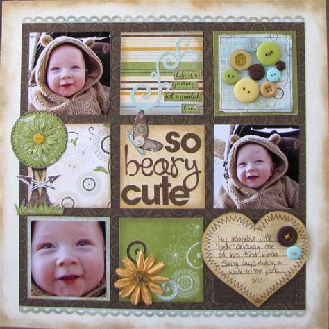 Layout So Beary Cute Baby Scrapbook Pages Boy Scrapbook Layouts