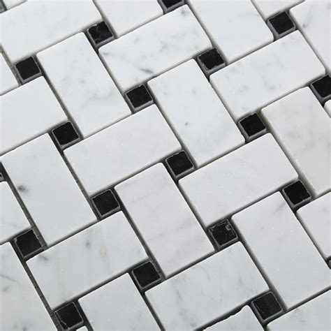 Carrara White Basketweave Mosaic Tiles