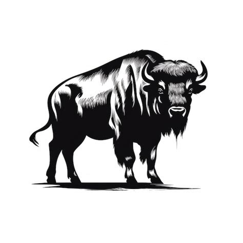 Premium AI Image | A silhouette black and white buffalo standing on a ...