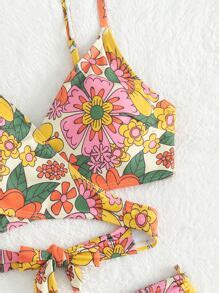 Shein Swim Mod Floral Print Wrap Bikini Swimsuit Shein Uk