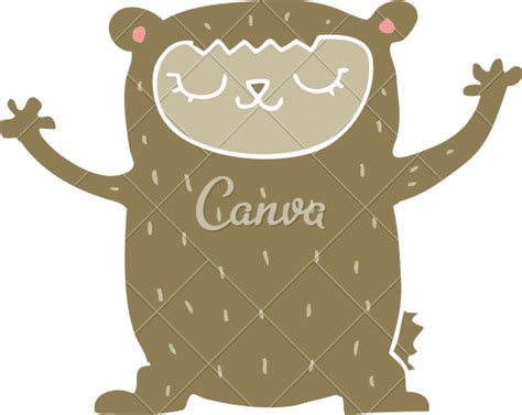 Cute Flat Color Style Cartoon Bear Canva