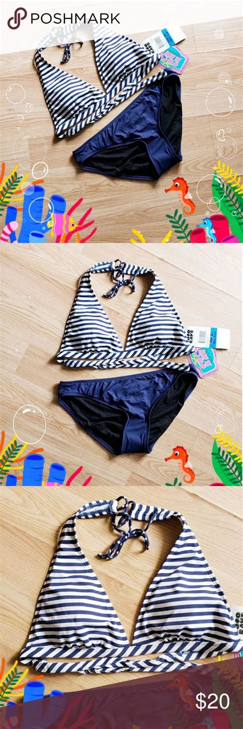 Coco Rave Nautical Stripe Bikini Set 38 C Cup XL Coco Rave Bikini Set