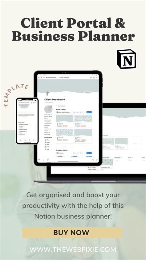 Notion Client Portal Business Planner Templates By TheWebPixie