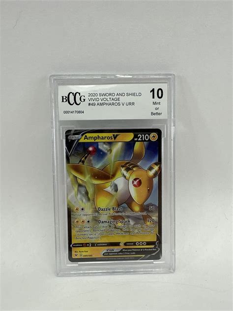 Ampharos V Gem Mint Bccg Pokemon Swsh Vivid Voltage Ebay