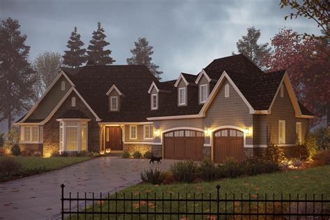 Charming European Home Plan with Angled 3-Car Garage and Bonus Above ...