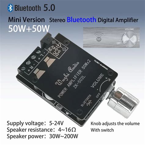 Wuzhi Bluetooth Audio Receiver 5.0 Digital Amplifier Board 50W x 2 - ZK ...