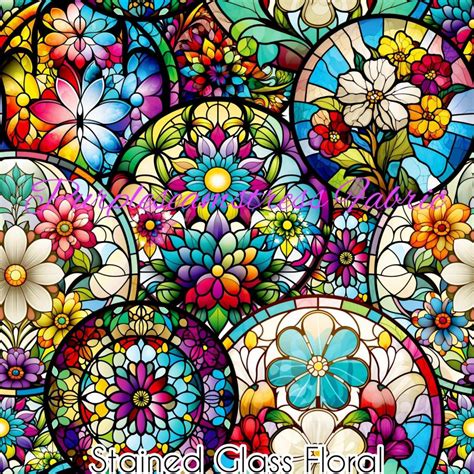 Stained Glass Floral Purpleseamstress Fabric