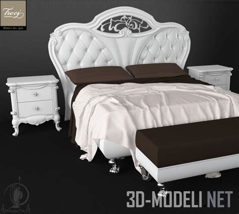 3D модель – Белая кровать Glamour от TreCi
