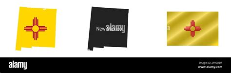 New Mexico Us State Map With Masked Flag Detailed Silhouette Waving