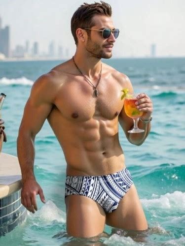 New Men S Sexy Geometric Man Low Rise Bikini Style Swim Brief Gay