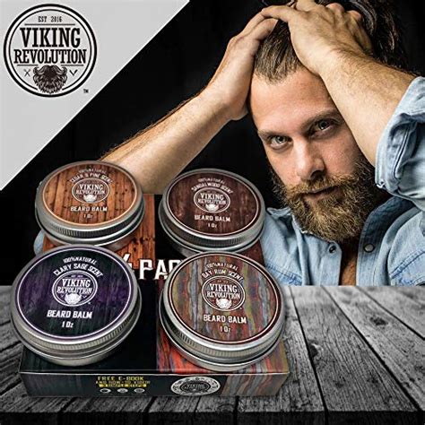 Viking Revolution 4 Beard Balm Variety Pack 1oz Each Sandalwood Pine And Cedar Bay Rum Clary