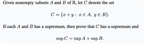 Solved Given Nonempty Subsets A And B Of R Let C Denote The Set C X