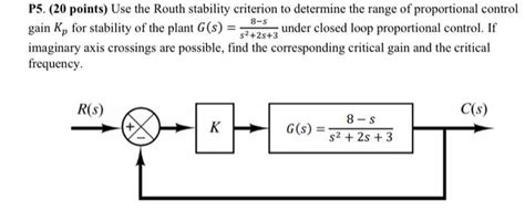 Solved P5. (20 points) Use the Routh stability criterion to | Chegg.com