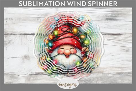 Christmas Gnome V8 Entangled In Lights Wind Spinner PNG